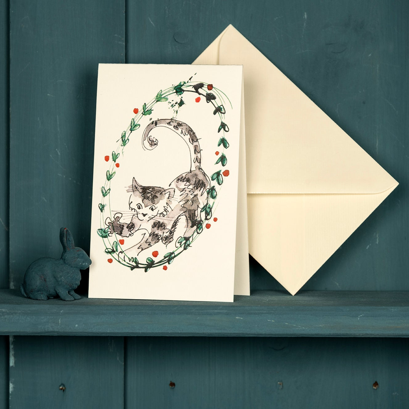Kleine Klappkarte mit Katzen Illustration - Claus Dorsch X ECKFISCH