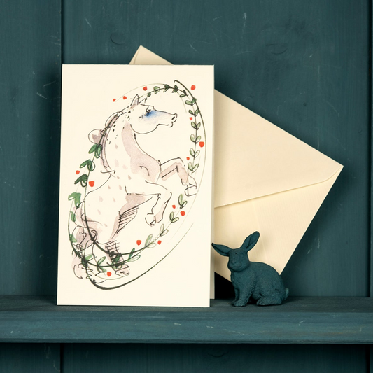 Kleine Klappkarte mit Pferd Illustration - Claus Dorsch X ECKFISCH